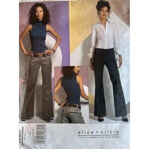 2907 Vogue Pattern V2907 ALICE + OLIVIA Pants 2006 Low Rider Y2K  Sizes 4-6-8